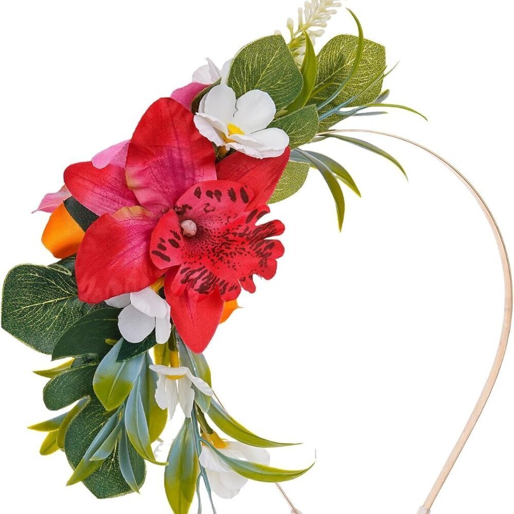 Hawaiian Flower Crown Tropical Orchid Hair Accessory for Beach Party Summer